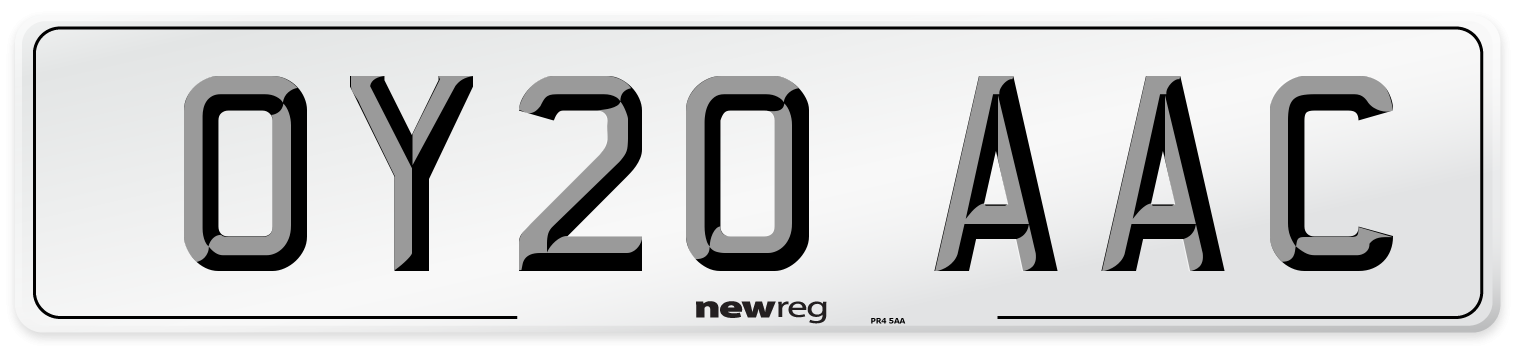 OY20 AAC Number Plate from New Reg
